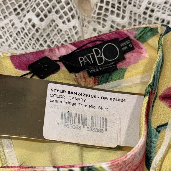 NWT PatBo LAELIA FRINGE TRIM MIDI SKIRT - CANARY Size 0 - Picture 11 of 13
